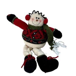 Snowman Christmas Decoration Plush Dangle Legs 12 in Tall u